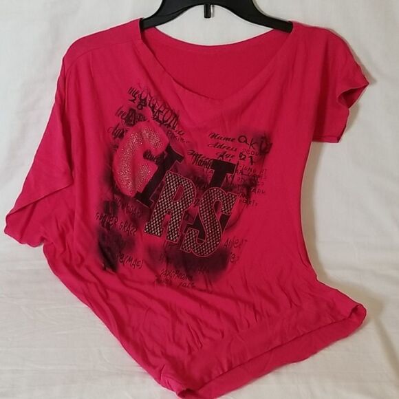 Pretty Pink Asymetrical "Girls" Shirt‎ - Picture 1 of 5
